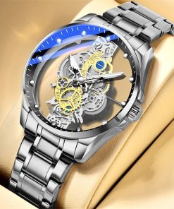 Skeleton Quartz Gold Vintage Watch Price in Bangladesh(Black Dial)