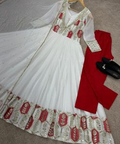 Indian readymade gown 4pis(White)