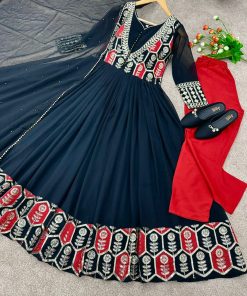 Indian readymade gown 4pis(Black)