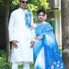 New Hand Printed Exclusive Design Combo Couple Set saree and panjabi for Men & Women
