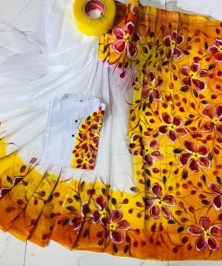 New Hand Printed Exclusive Design Combo Couple Set saree and panjabi for Men & Women