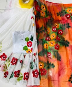 New Hand Printed Exclusive Design Combo Couple Set saree and panjabi for Men & Women