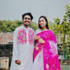New Hand Printed Exclusive Design Combo Couple Set saree and punjabi for Men & Women