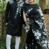 New Hand Printed Exclusive Design Combo Couple Set saree and panjabi for Men & Women