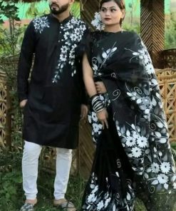 New Hand Printed Exclusive Design Combo Couple Set saree and panjabi for Men & Women