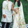New Hand Printed Exclusive Design Combo Couple Set saree and punjabi for Men & Women