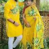 New Hand Printed Exclusive Design Combo Couple Set saree and panjabi for Men & Women