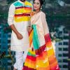 New Hand Printed Exclusive Design Combo Couple Set saree and punjabi for Men & Women