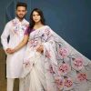 New Hand Printed Exclusive Design Combo Couple Set saree and punjabi for Men & Women
