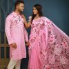 New Hand Printed Exclusive Design Combo Couple Set saree and punjabi for Men & Women