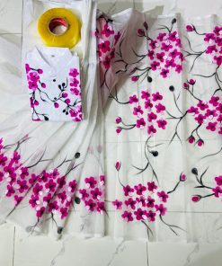 New Hand Printed Exclusive Design Combo Couple Set saree and punjabi for Men & Women