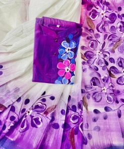 New Hand Printed Exclusive Design Combo Couple Set saree and punjabi for Men & Women