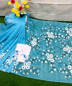 New Hand Printed Exclusive Design Combo Couple Set saree and punjabi for Men & Women