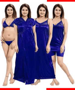 6 part Sexy Indian short pants Nighty Royal Blue