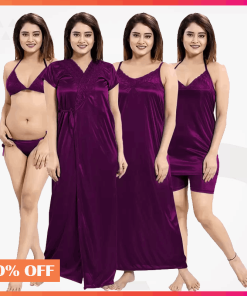 6 part Indian Short pants Nighty Megenta