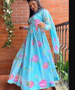 Diamonded print gown dress three pieces