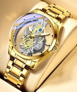 Skeleton Quartz Gold Vintage Watch Price in Bangladesh(golden)